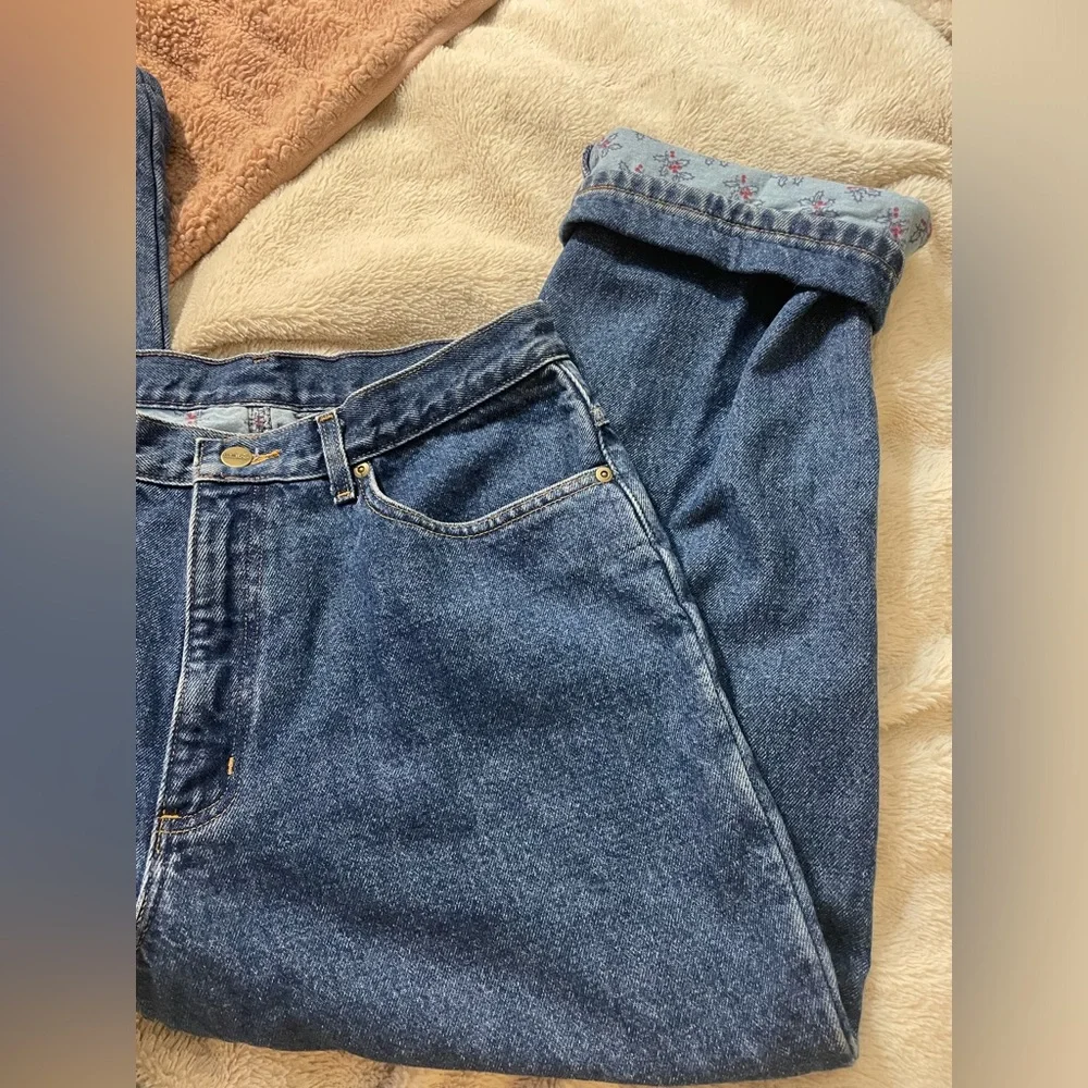 EUC Vintage L.L. Bean Double Fleece Lined Straight Leg Denim Jeans - Picture 4 of 7